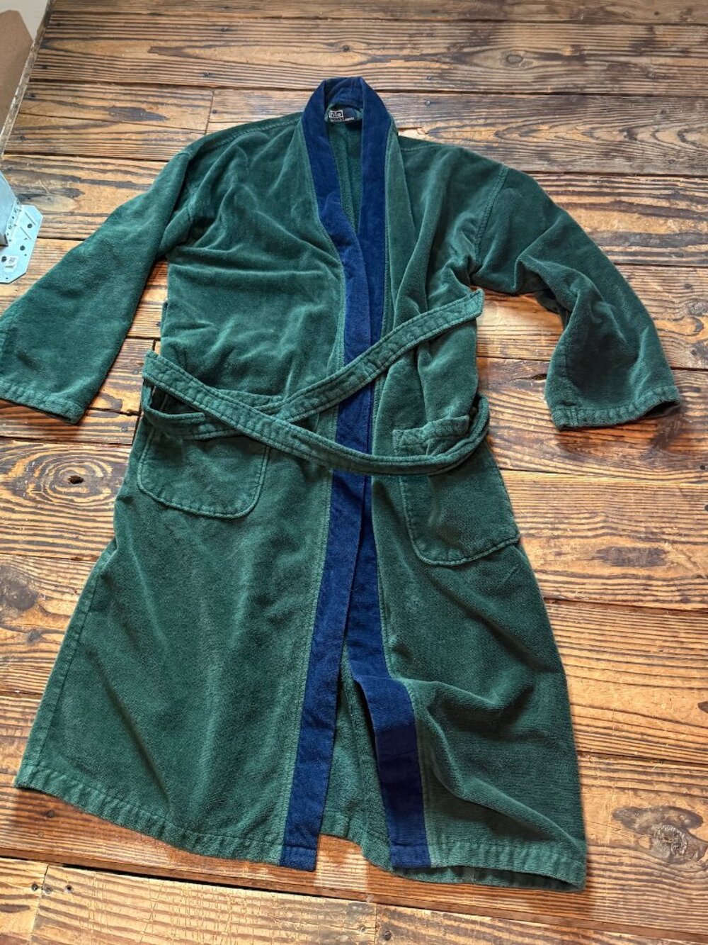 Vintage Polo Ralph Lauren Belted BathRobe Mens XL Green Heavy Weight 100% Cotton